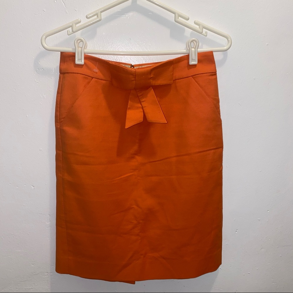 J. Crew women coral  bow front skirt. Size 0